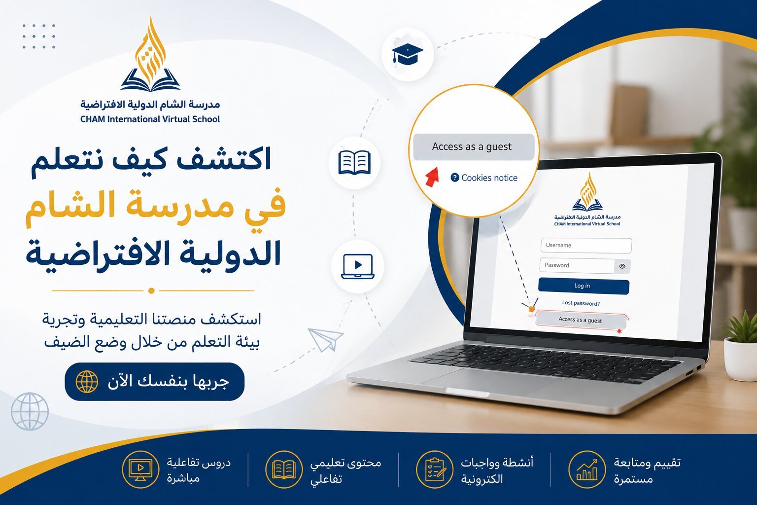 تجربة التعليم الافتراضي في مدرسة الشام الدولية الافتراضية | جرّب منصتنا التعليمية